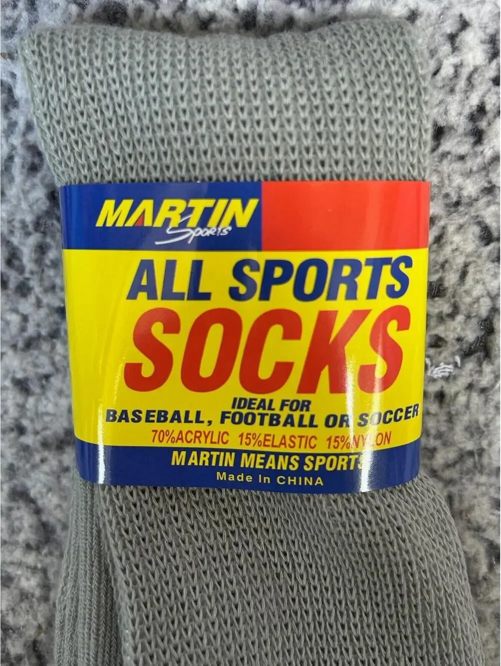 Martin Sports Athletic Socks Grey Size Medium Football Baseball Soccer 3 Pairs!